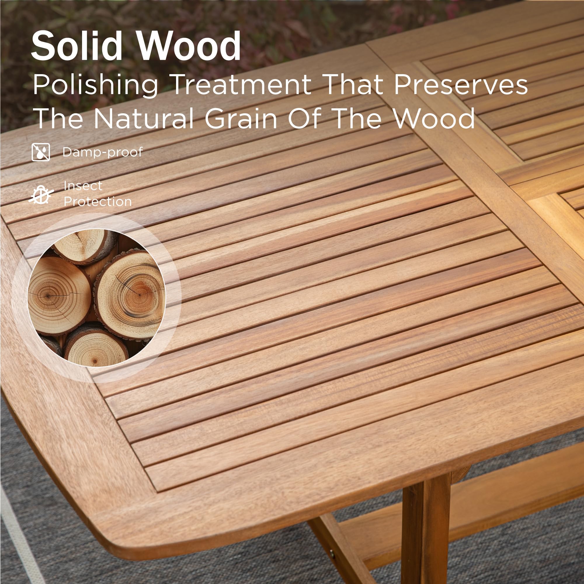 Acacia Wood Extendable Patio Dining Set
