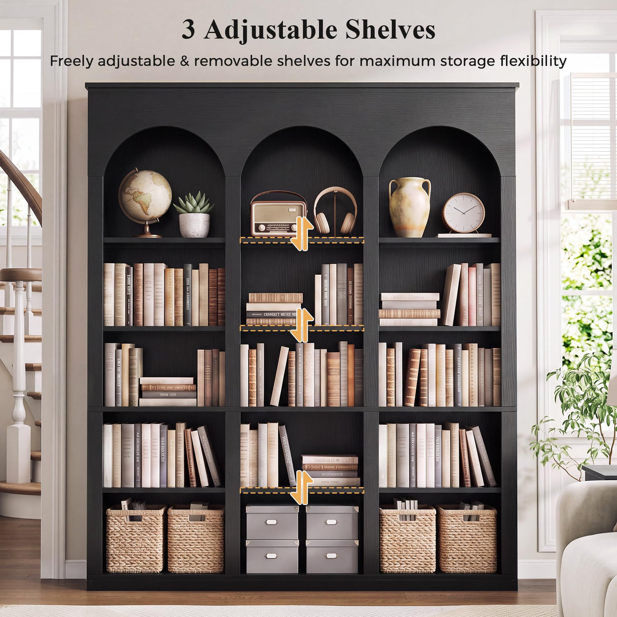Triple Arched 5-Tier Bookcase