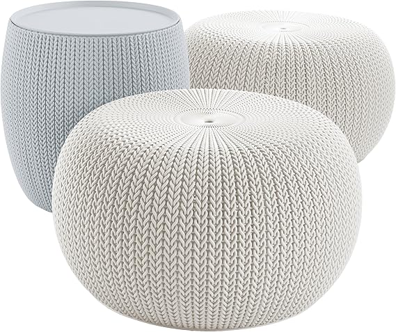 Pouf Ottoman Set of 2 with Storage Table