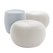 Knit Pouf Ottoman Set with Storage Table