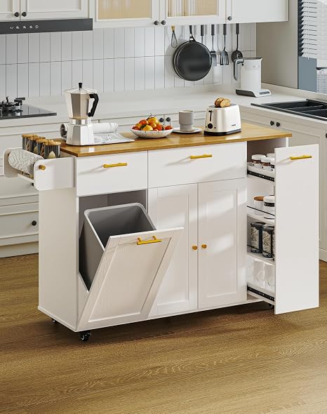Rolling Kitchen Island with Storage & Drop Leaf