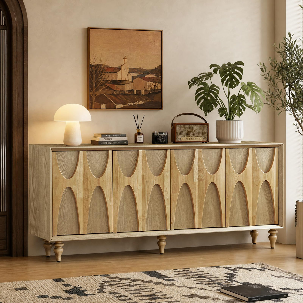 Mid-Century Sculpted Door Sideboard