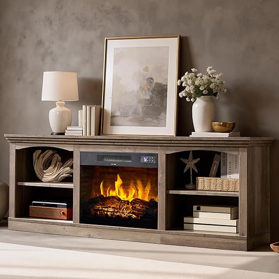 70-Inch Fireplace TV Stand with Electric Fireplace