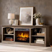 70" Fireplace TV Stand with Electric Fireplace & Storage