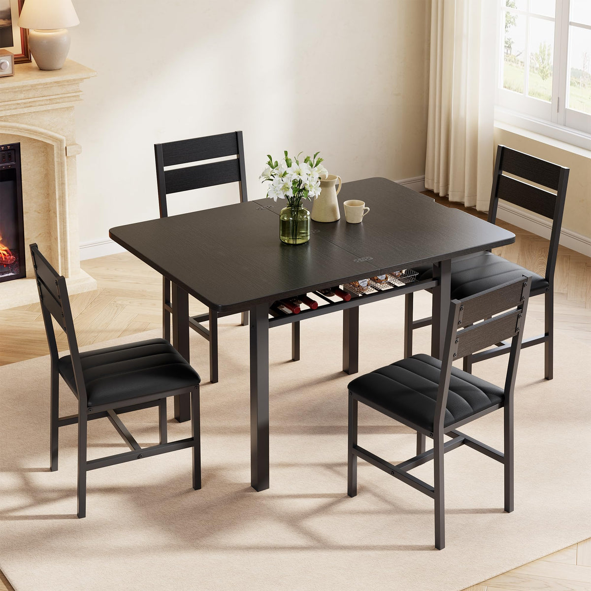 Extendable Dining Table Set for 4