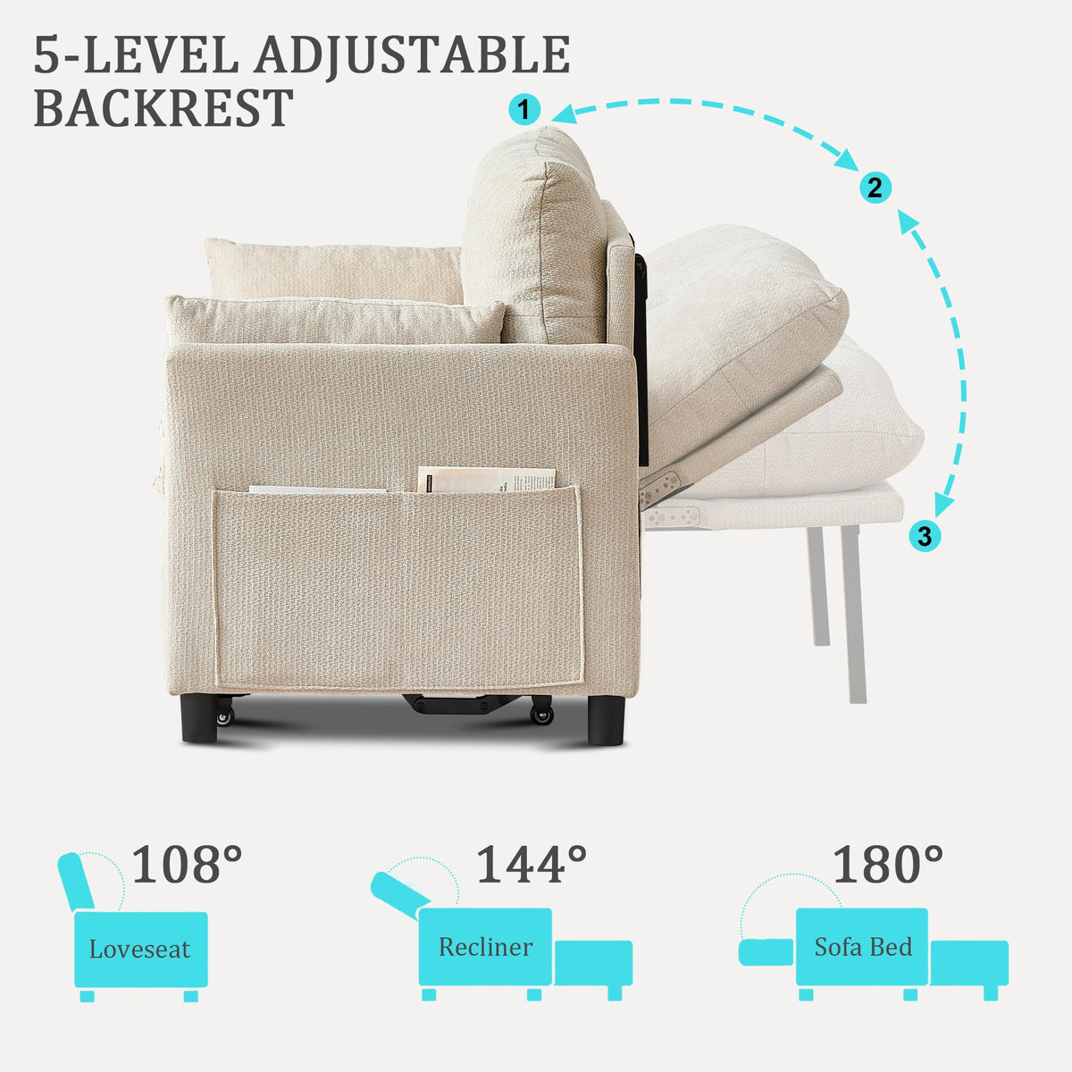 Corduroy Convertible Loveseat Sofa Bed
