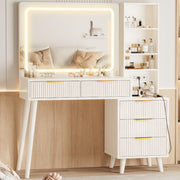 44" Lighted Makeup Vanity Desk with Mirror & Storage