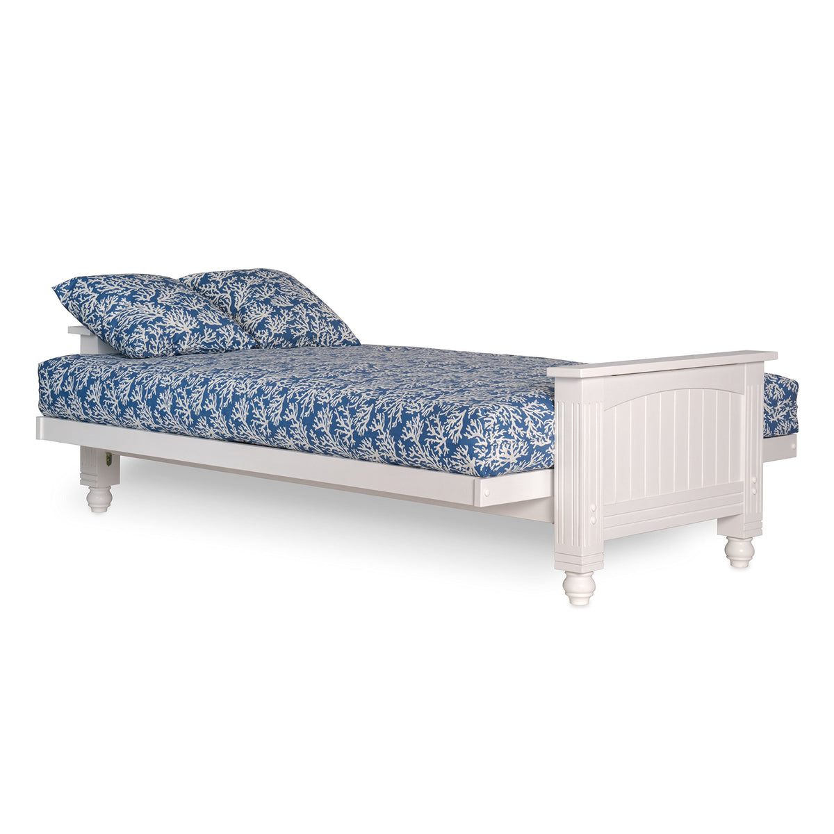 Nirvana Futons Cottage Futon Frame, Queen Size, Satin White Finish, Solid Wood Construction, Coastal Furniture