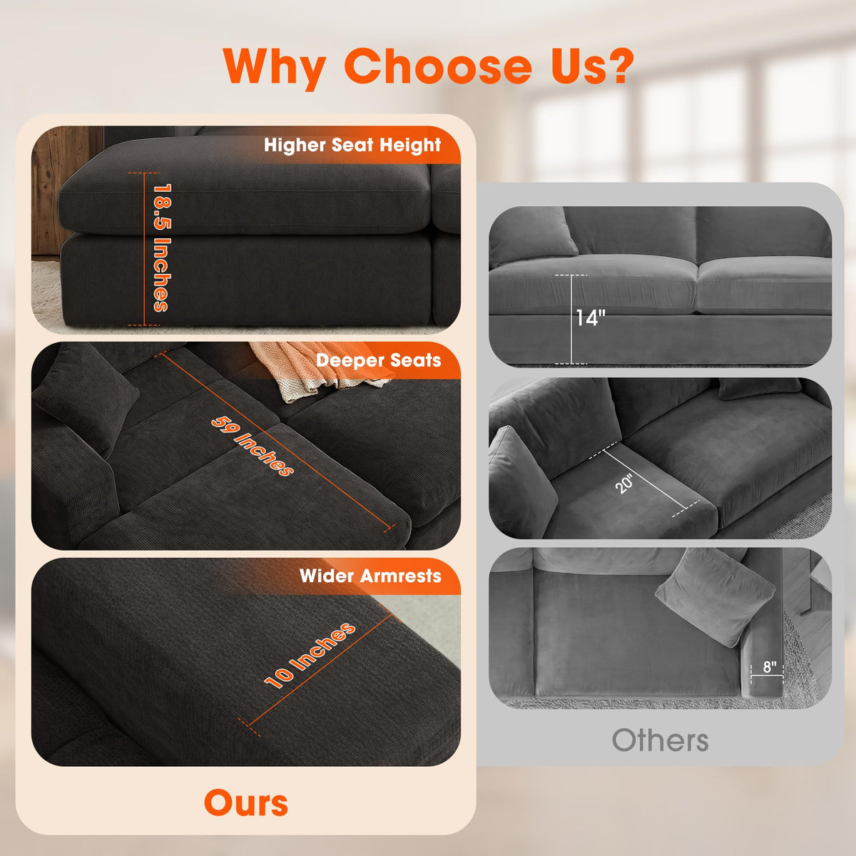 Mifnas 81" Oversized Double Chaise Lounge Chair, Cloud Boneless Sofa Bed
