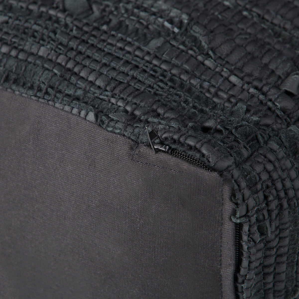 Square Leather Pouf