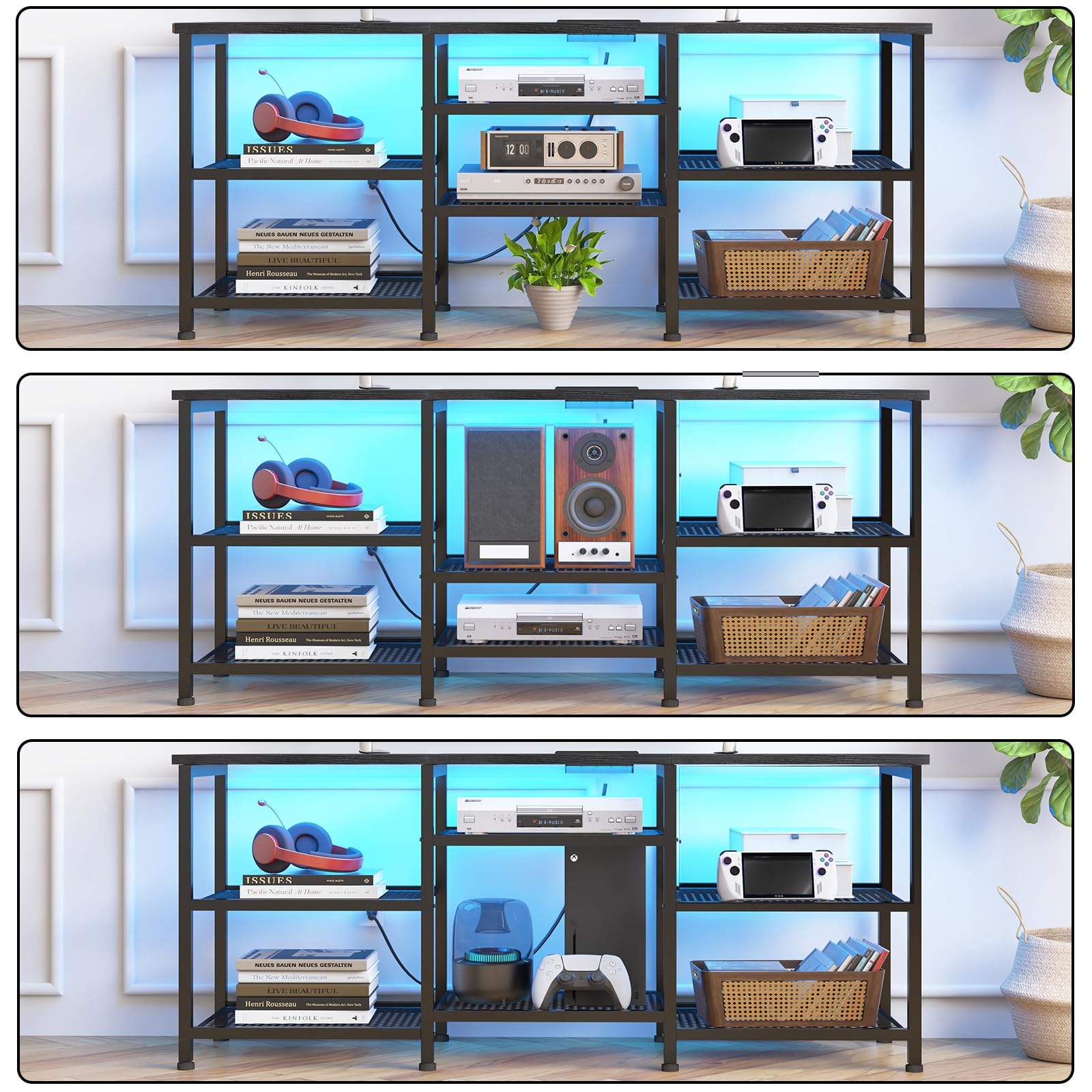 TV Stand with Charging Station & LED Lights