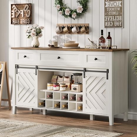 Farmhouse Buffet Cabinet with Sliding Barn Door