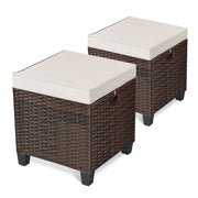 2-Piece Wicker Patio Ottoman Set