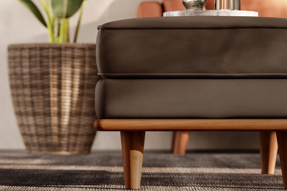 Chocolate Leather Ottoman