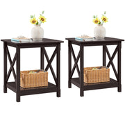 2-Tier X-Design End Table with Storage Shelf