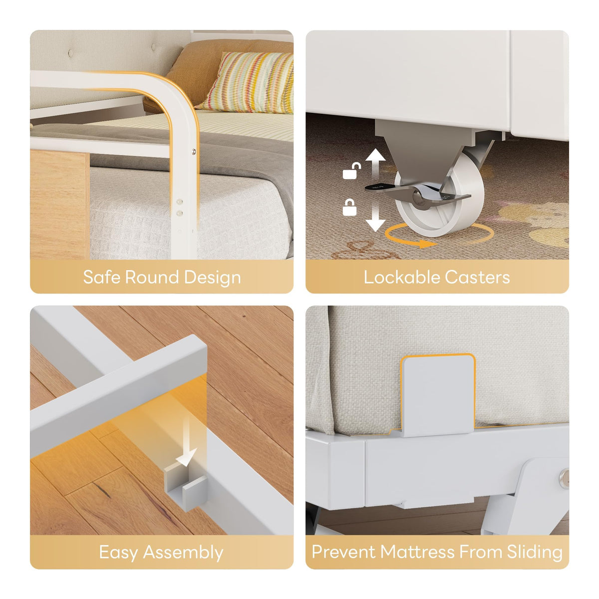 LIKIMIO Twin Daybed with Trundle, Twin Bed with Charging Station, White