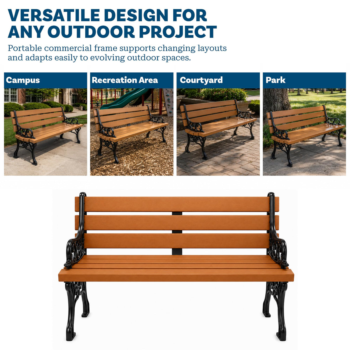 Barco Products Georgetown 4 Ft Outdoor Park Bench with Arms, Cedar