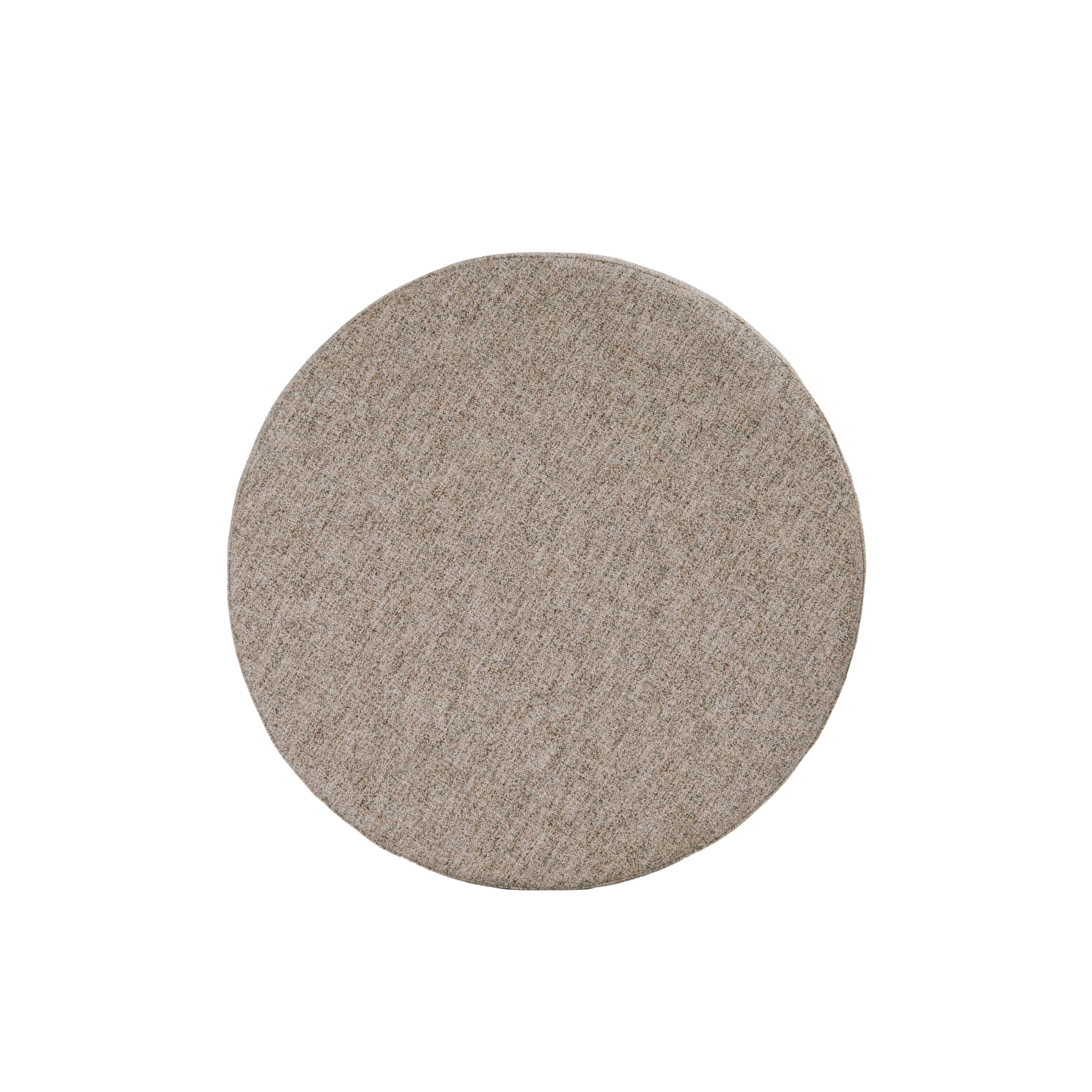 Round Upholstered Ottoman with Wood Base