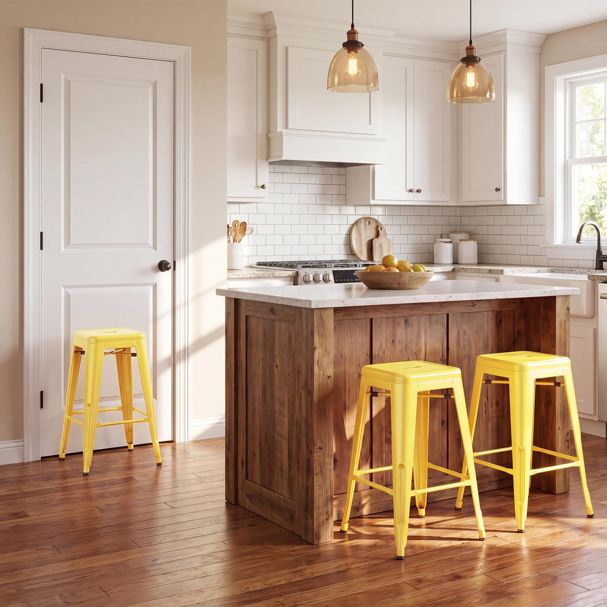 Stackable Metal Counter Stools, Set of 4