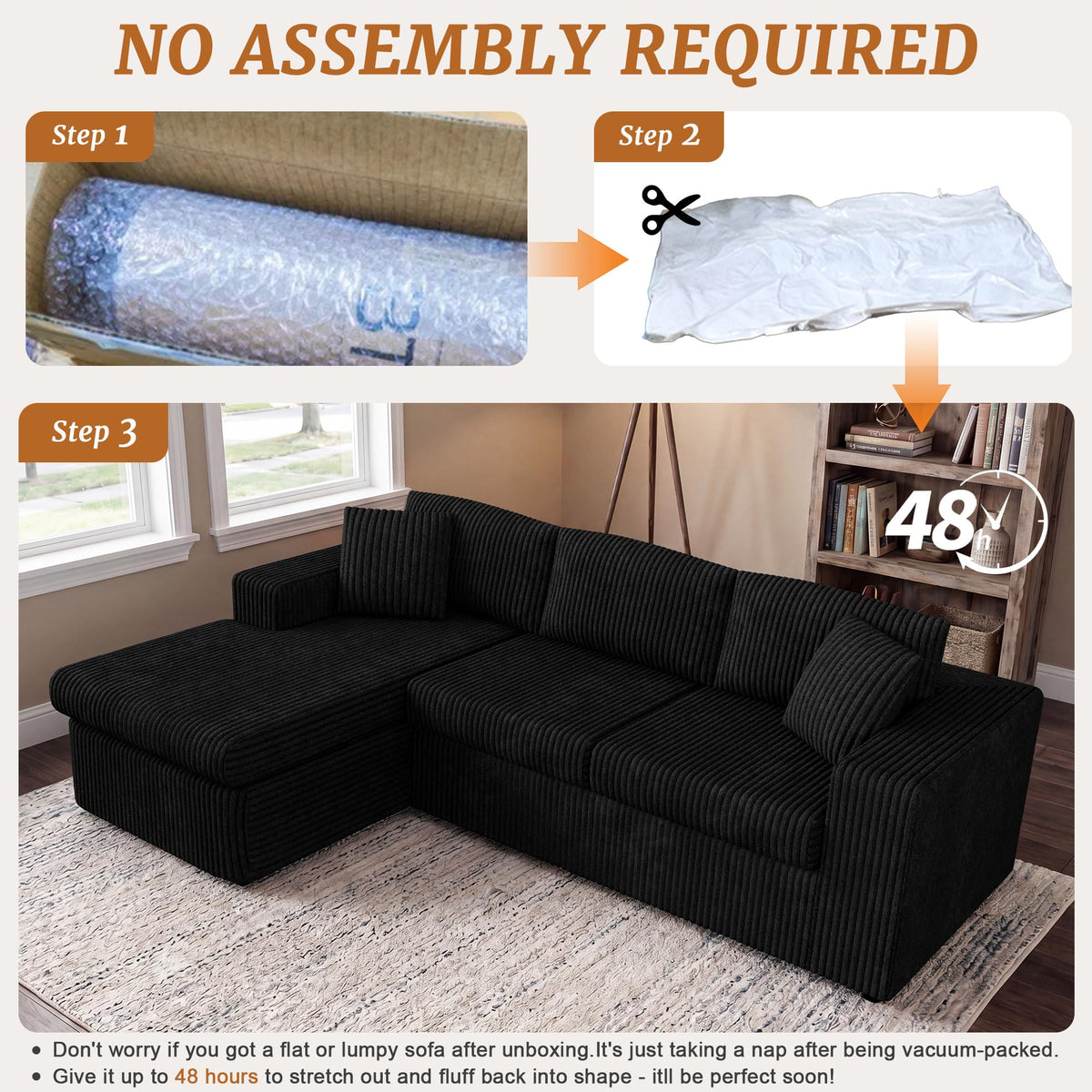 Corduroy L-Shaped Modular Sectional Sofa
