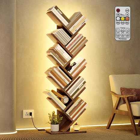 10-Tier Tree Bookshelf with LED Lights
