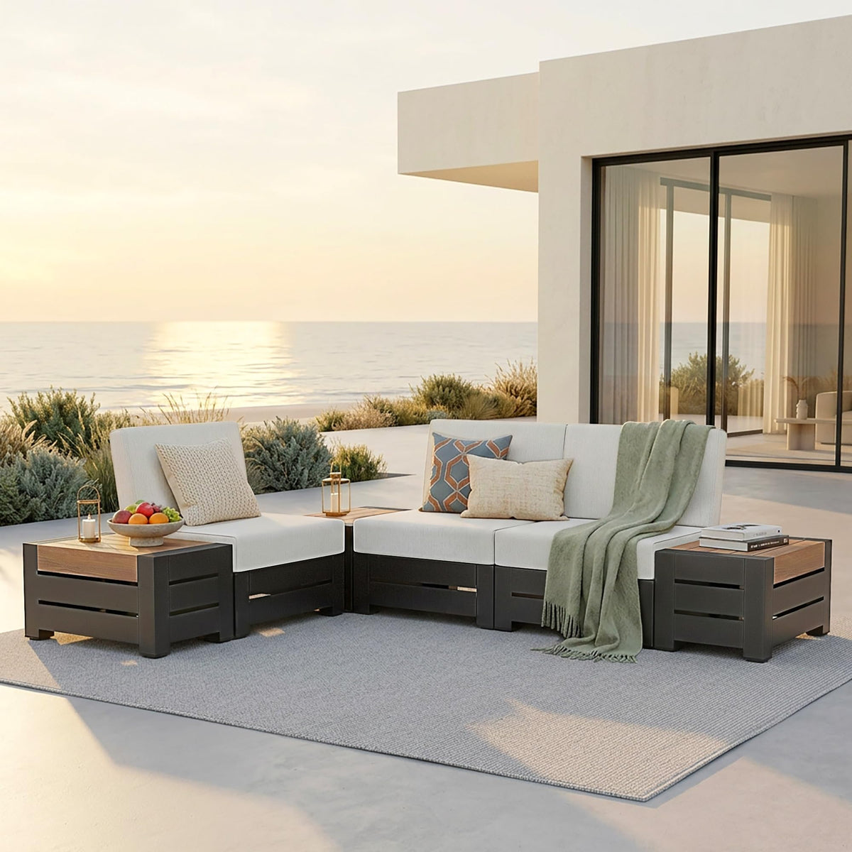 SUNSHINE VALLEY 6-Piece Patio Sectional Set, Modular Design