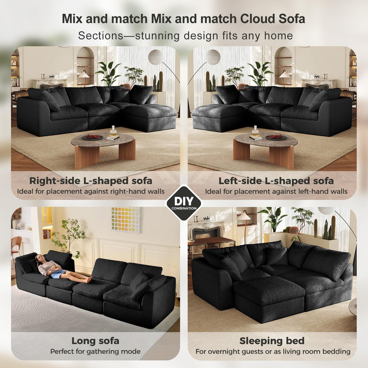L-Shaped Modular Cloud Sofa