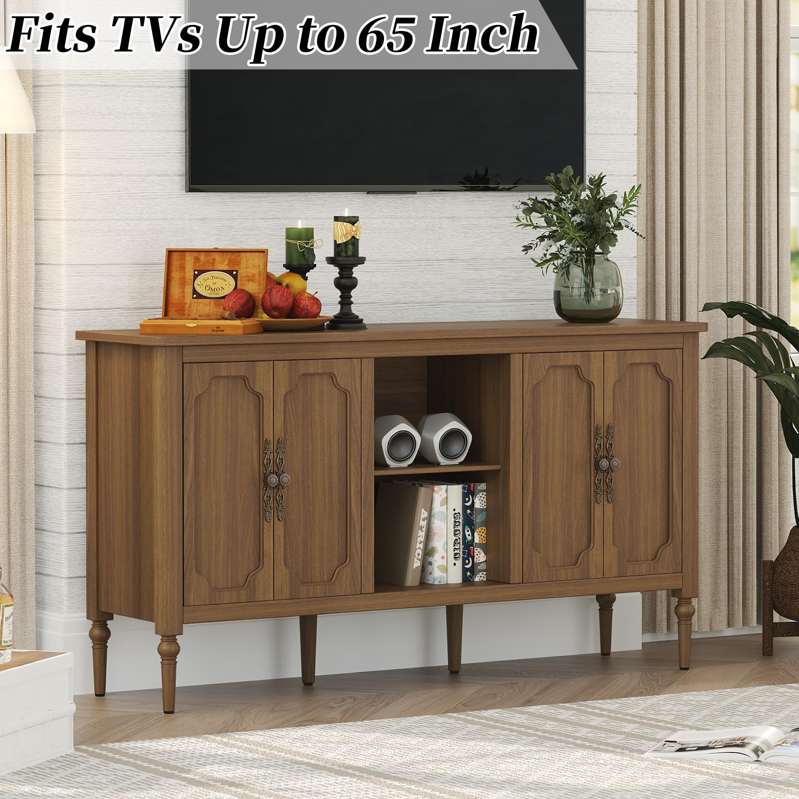 59" Vintage Buffet Sideboard Cabinet with 4 Doors