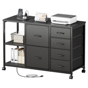Maihail 6 Drawer File Cabinet with Charging Station and Open Storage Shelf