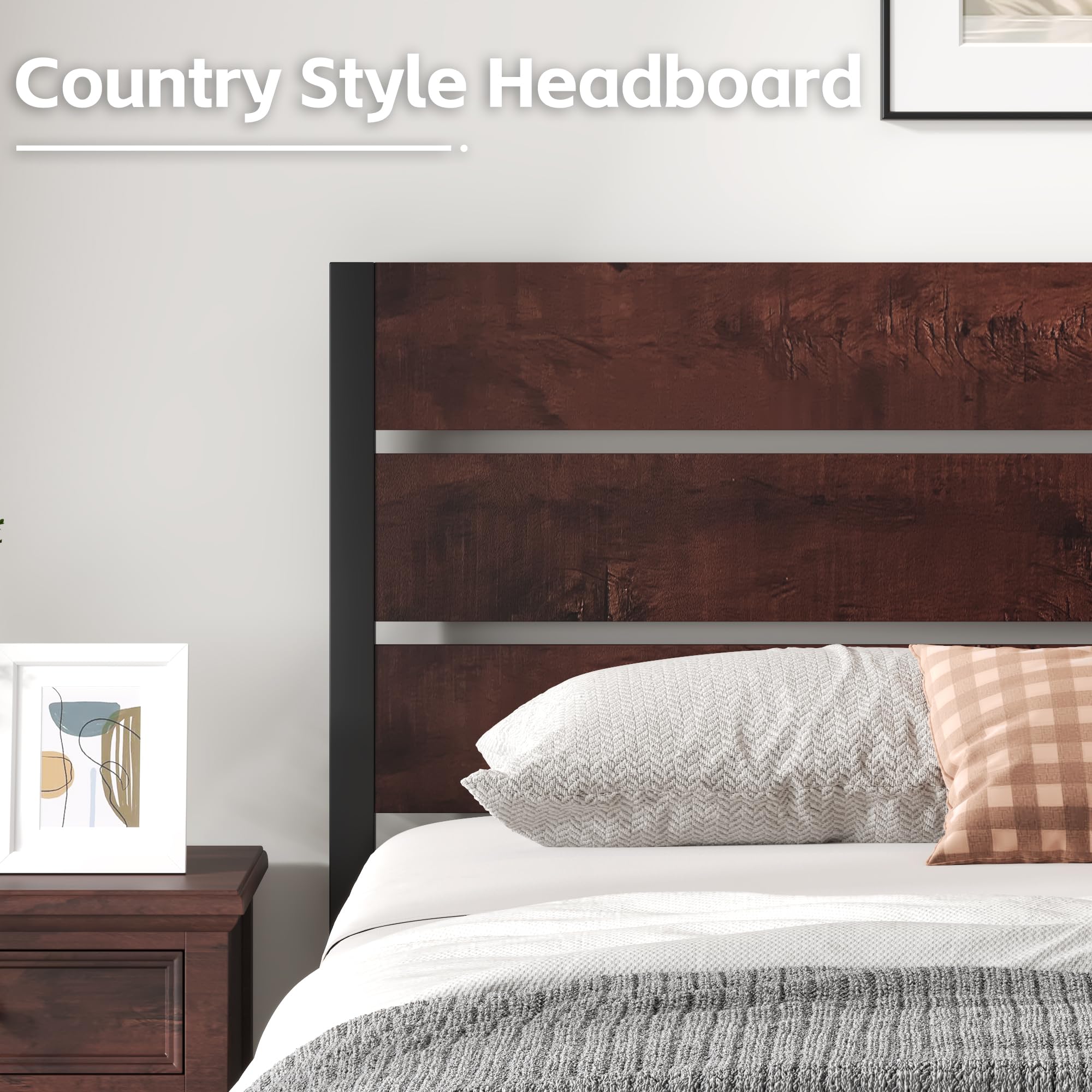 Queen Metal Bed Frame with Headboard, Footboard & Under-Bed Storage