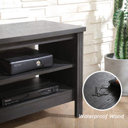 Large Wooden Entertainment Center for 100+ Inch TV, 75-90 Inch Television Stand With 8 Cubby, Console Table and End Tables Set for Living Room Office Bedroom, Black, 105 Inch
