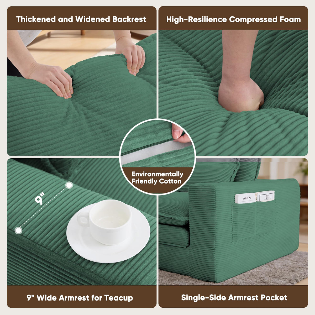 Green Corduroy Sleeper Loveseat