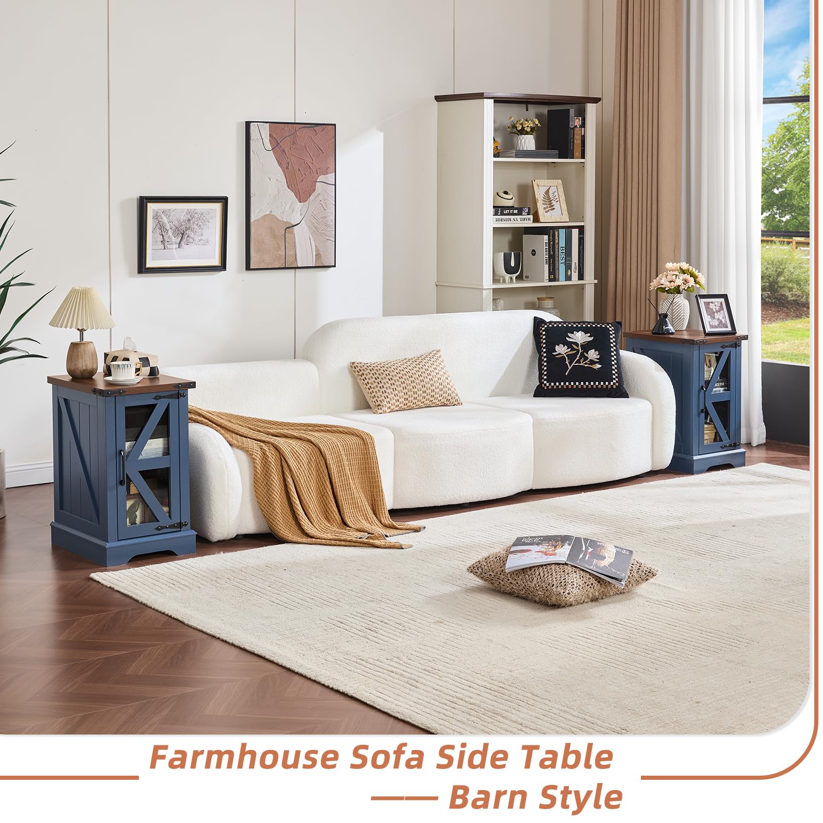 Farmhouse Coffee Table Set with Nightstands & Hidden Storage