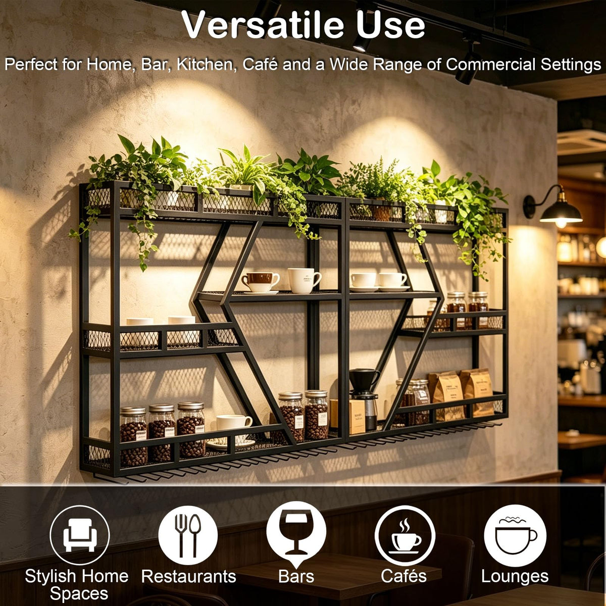Wall-Mounted Wine Rack with LED Light