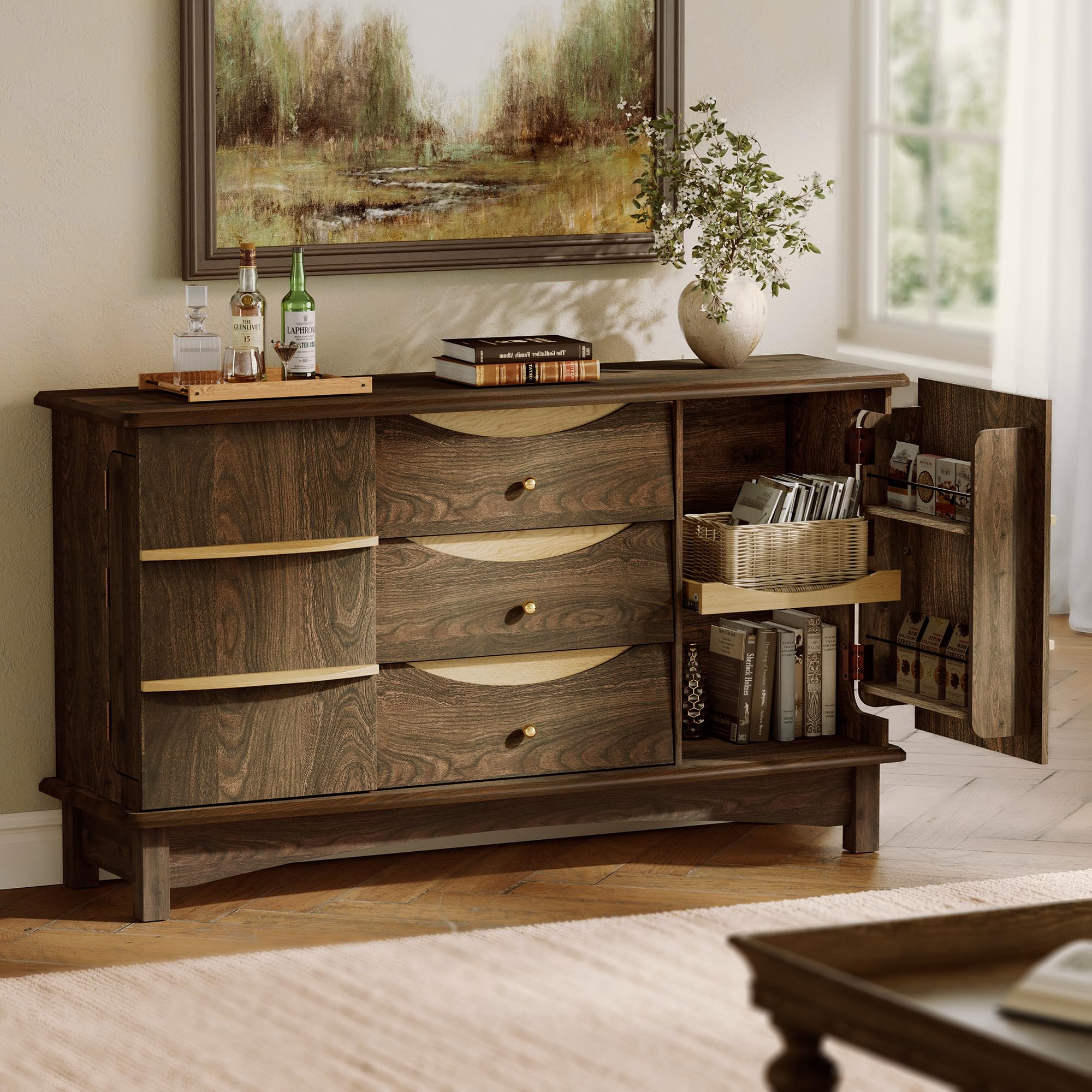 Modern Buffet Cabinet with Drawers & Sliding Tray