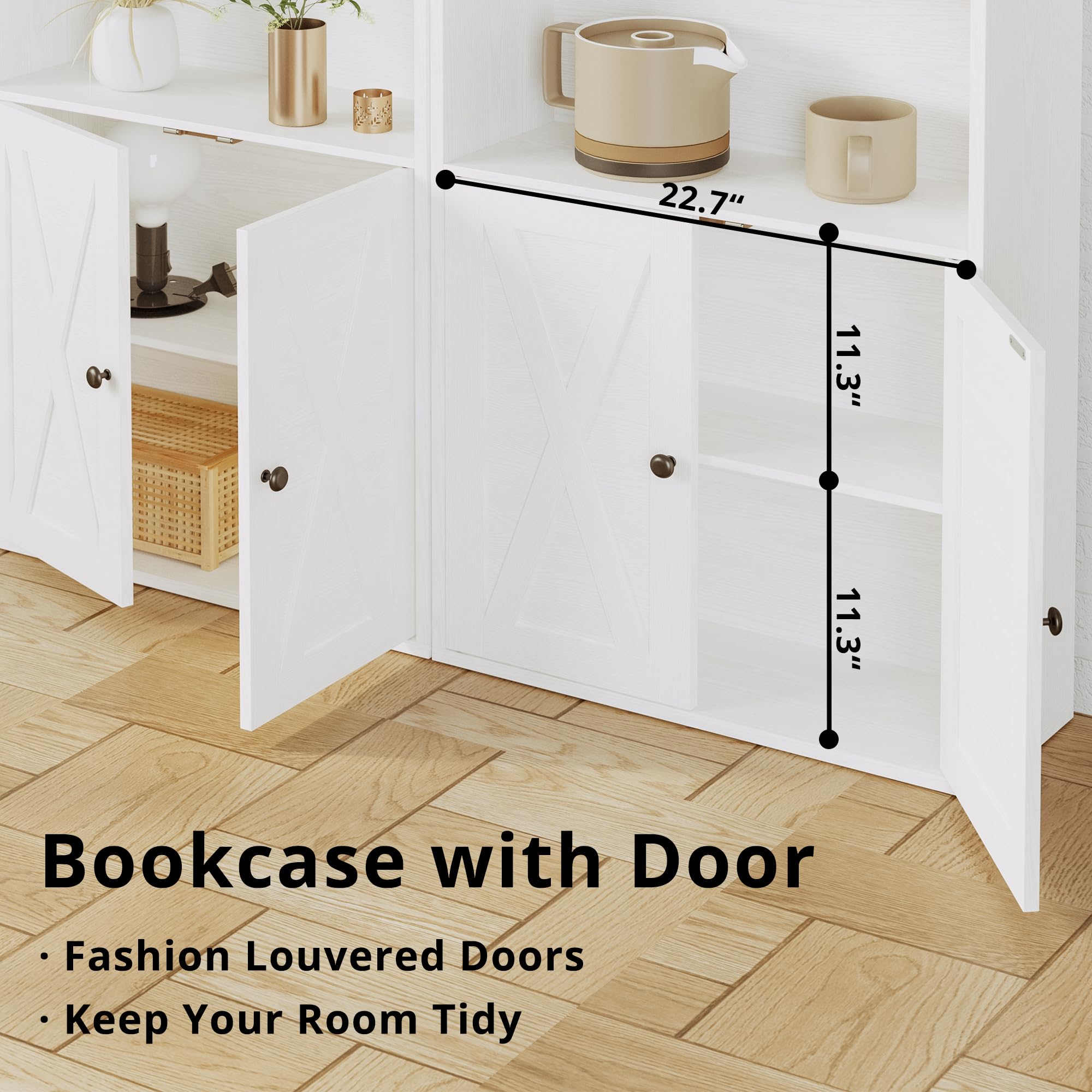 5-Tier Industrial Bookcase with Doors