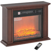 Dark Brown Electric Fireplace with Mantel