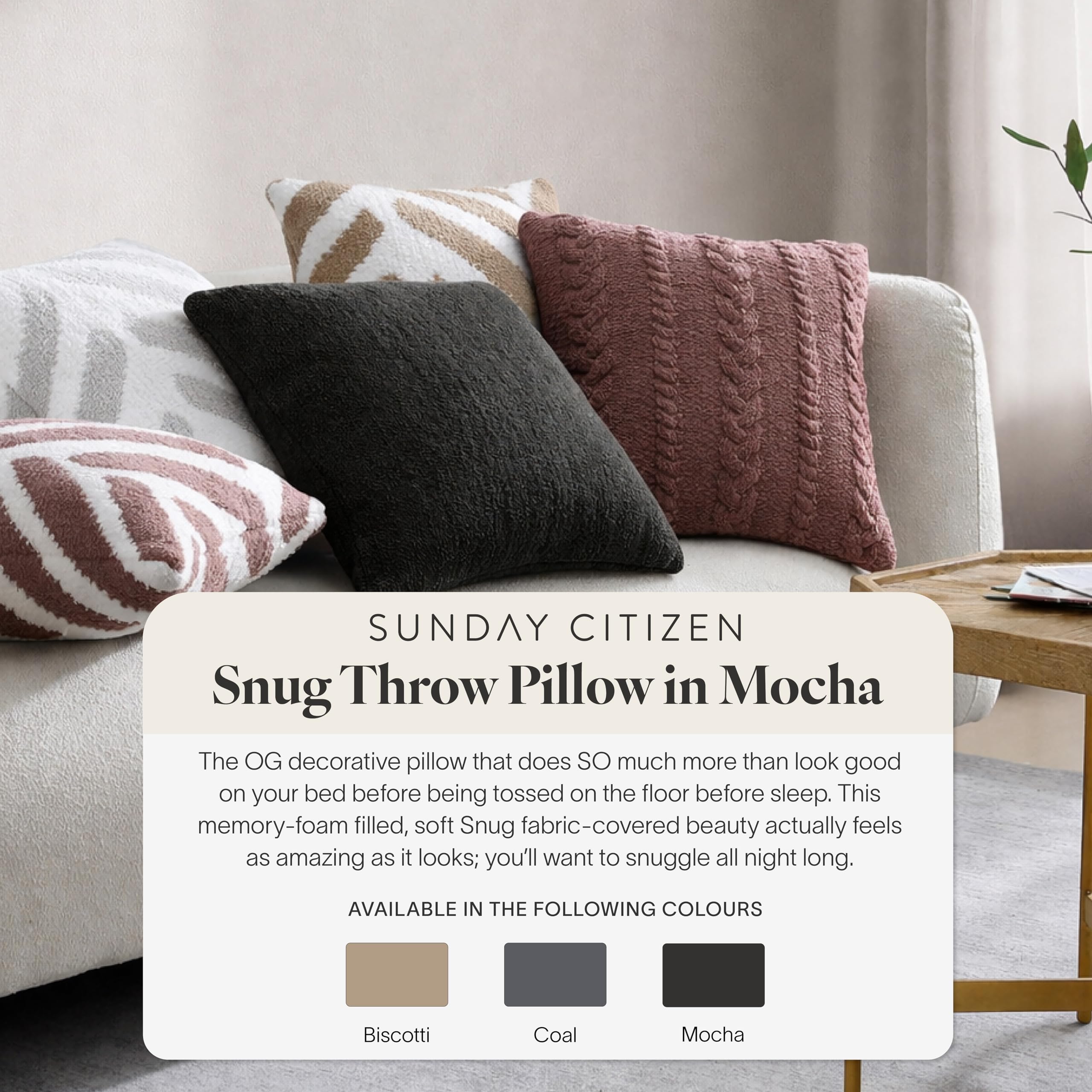 Memory Foam Throw Pillow with Washable Cover