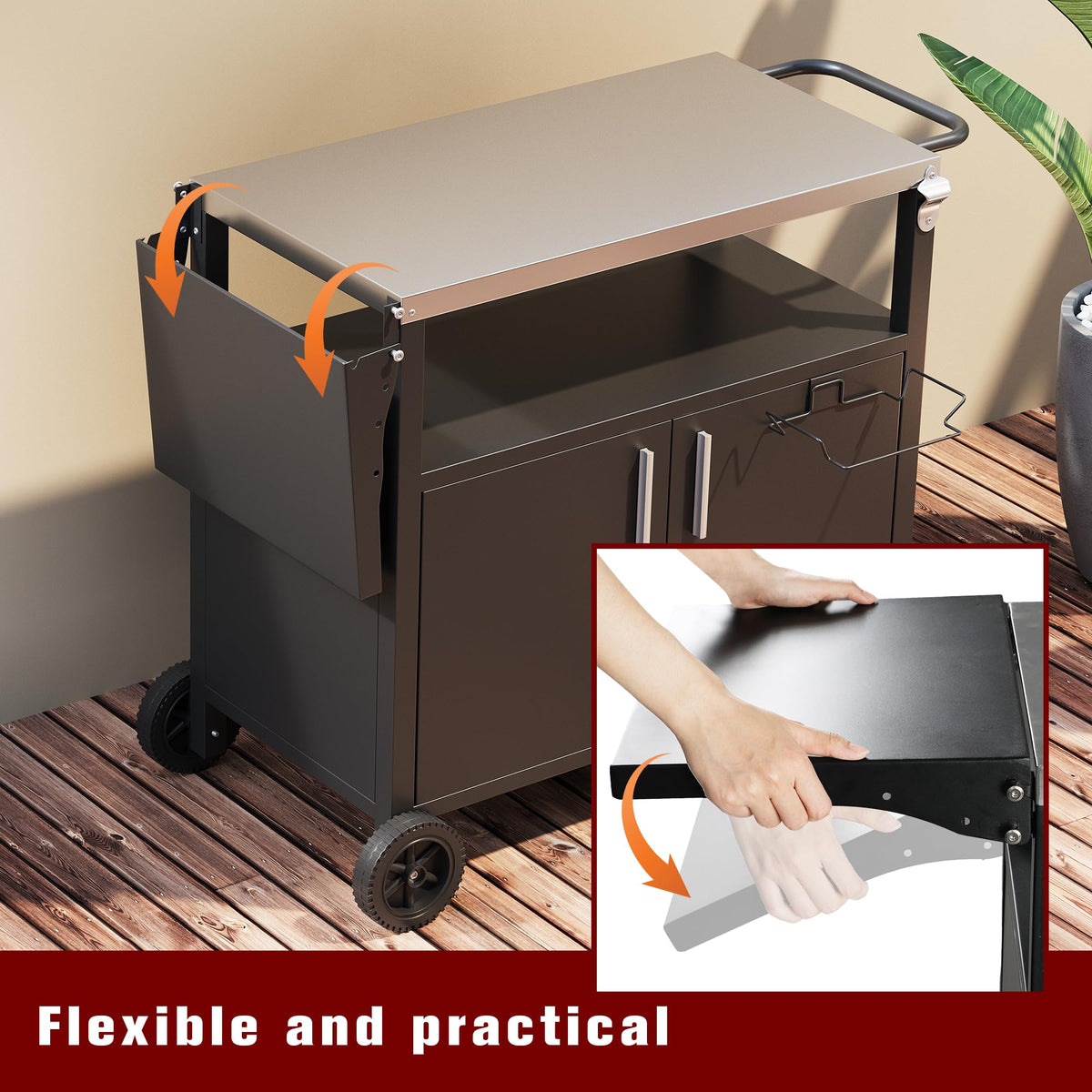 Black Outdoor Grill Cart