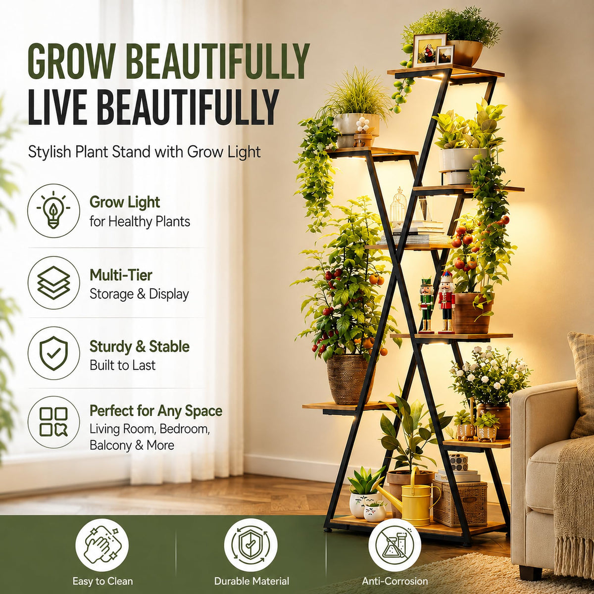 8-Tier Plant Stand with Grow Lights