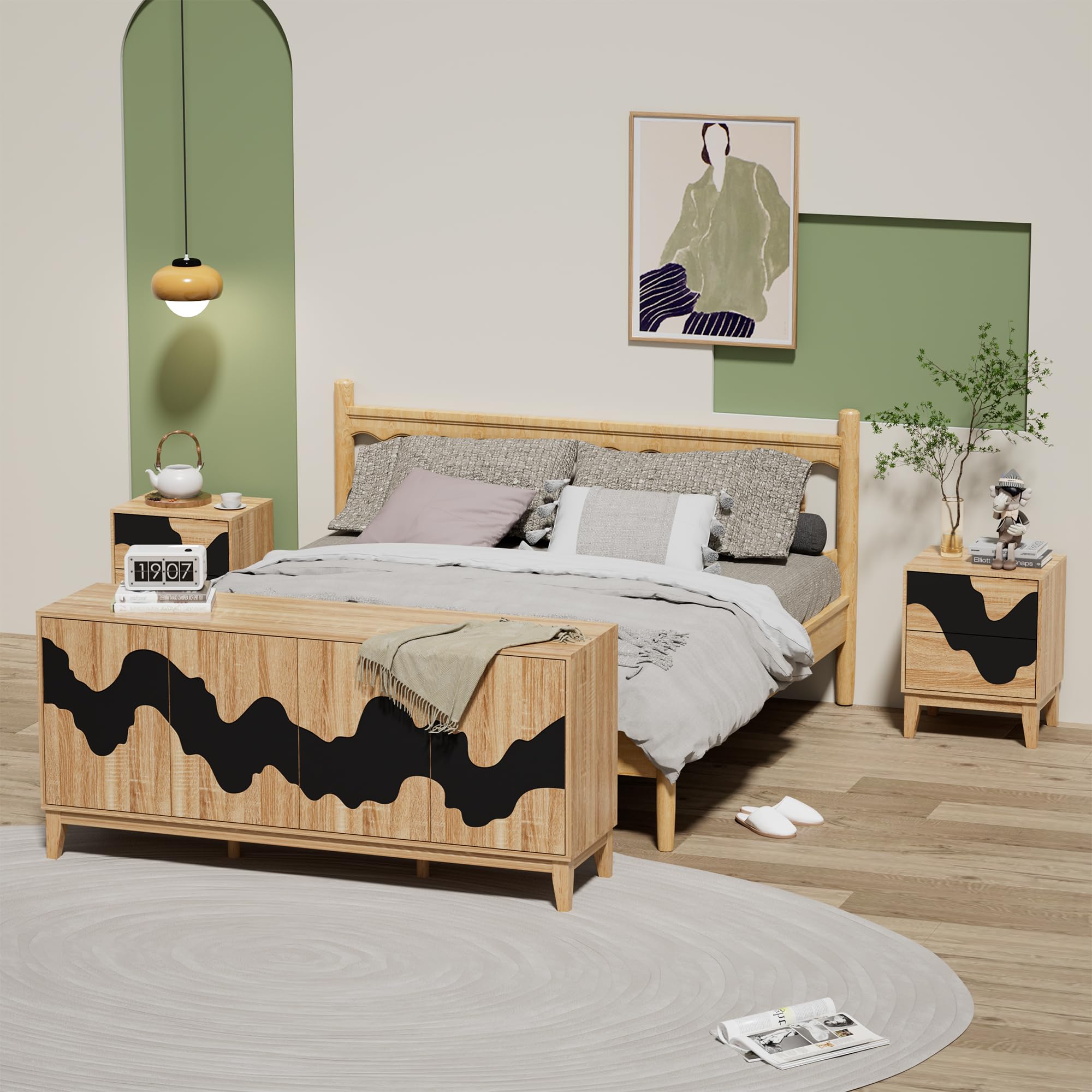 9-Drawer Dresser & 2 Nightstands Bedroom Set