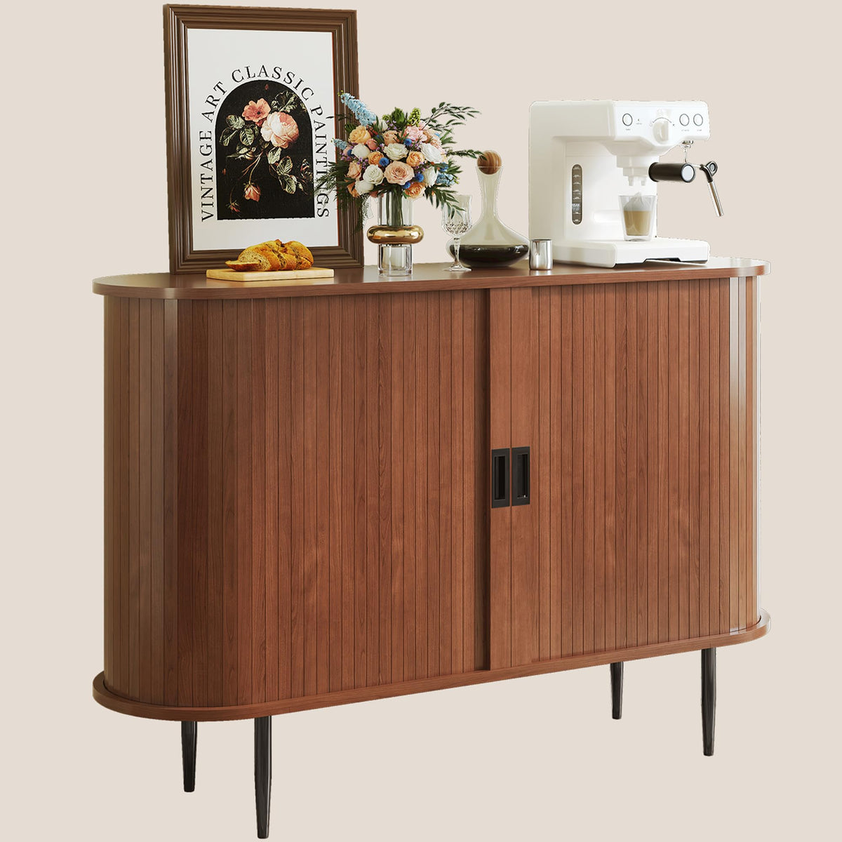 48" Fluted Sideboard Buffet Cabinet with Sliding Door