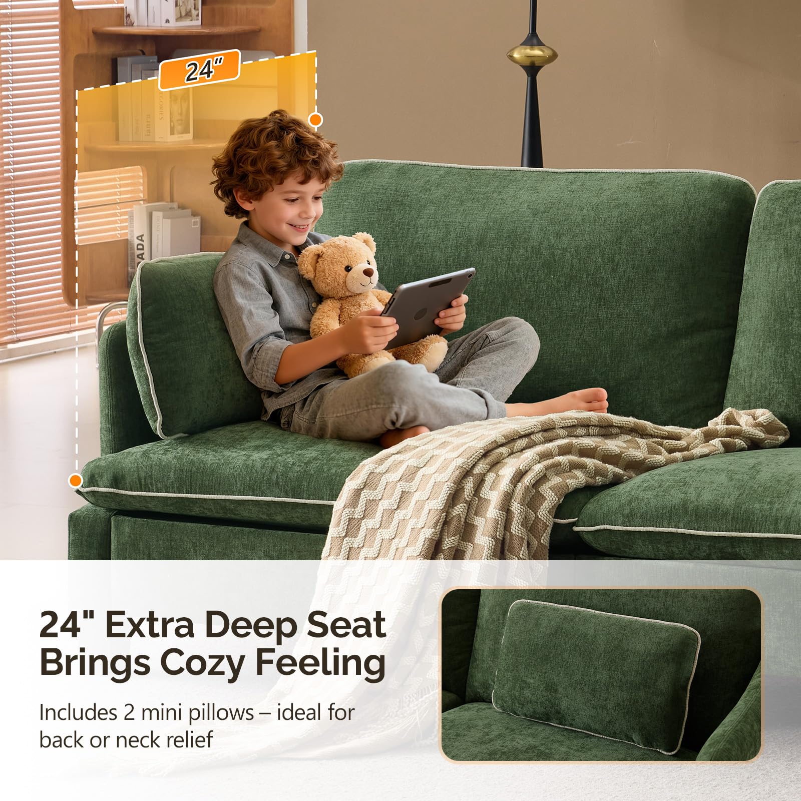84" Deep Seat Sofa Couch