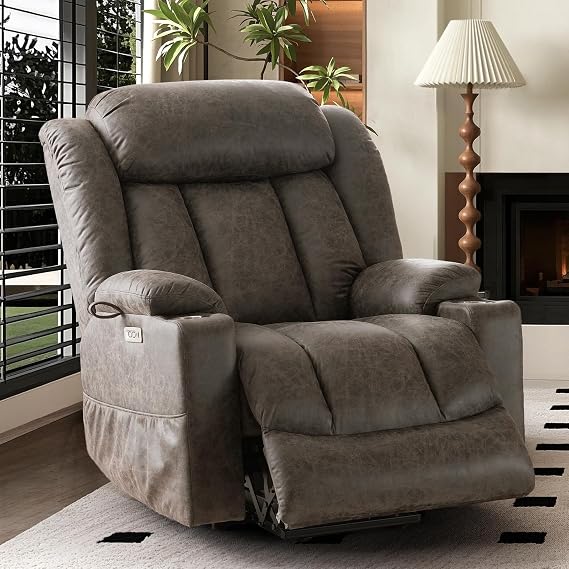 Brown Power Lift Recliner with Massage & Heat