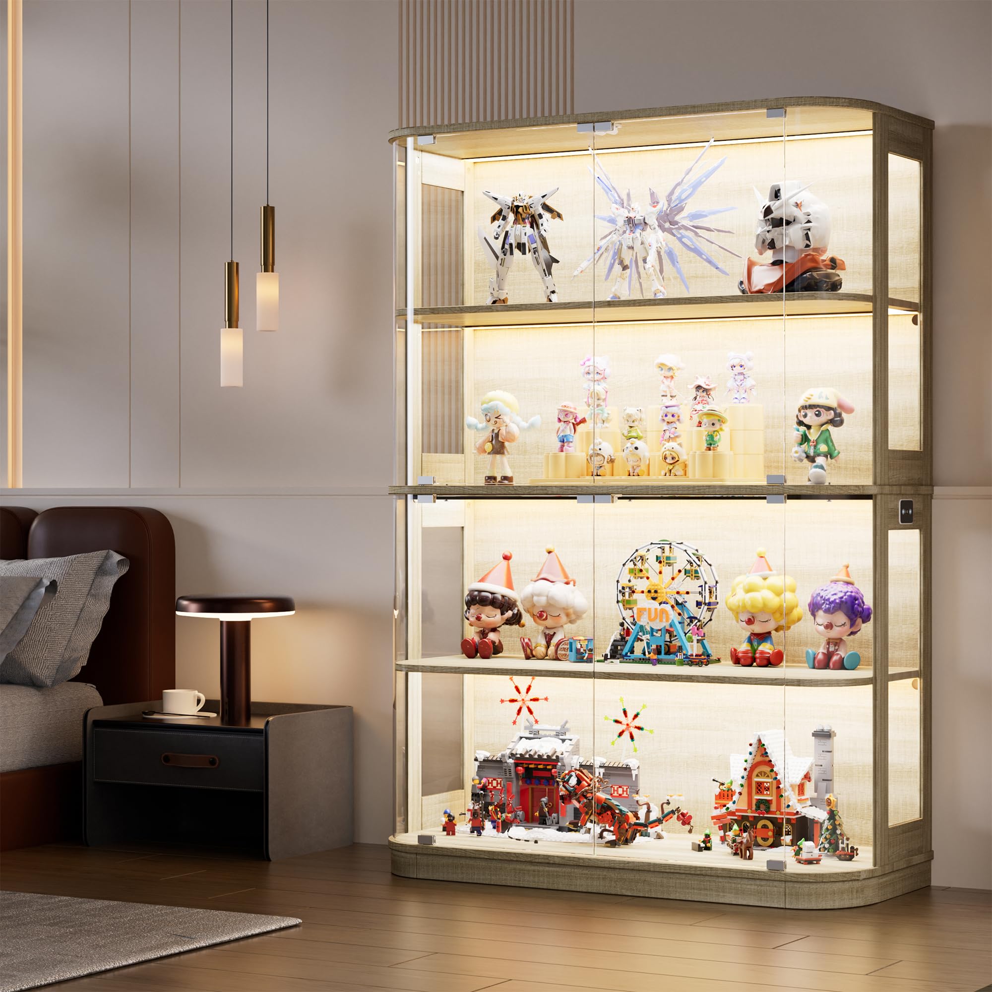 Large Glass Display Cabinet with LED Lights