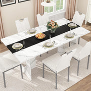 71-Inch Marble-Top Dining Table with U-Shape Base