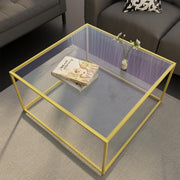 Square Gold Glass Coffee Table
