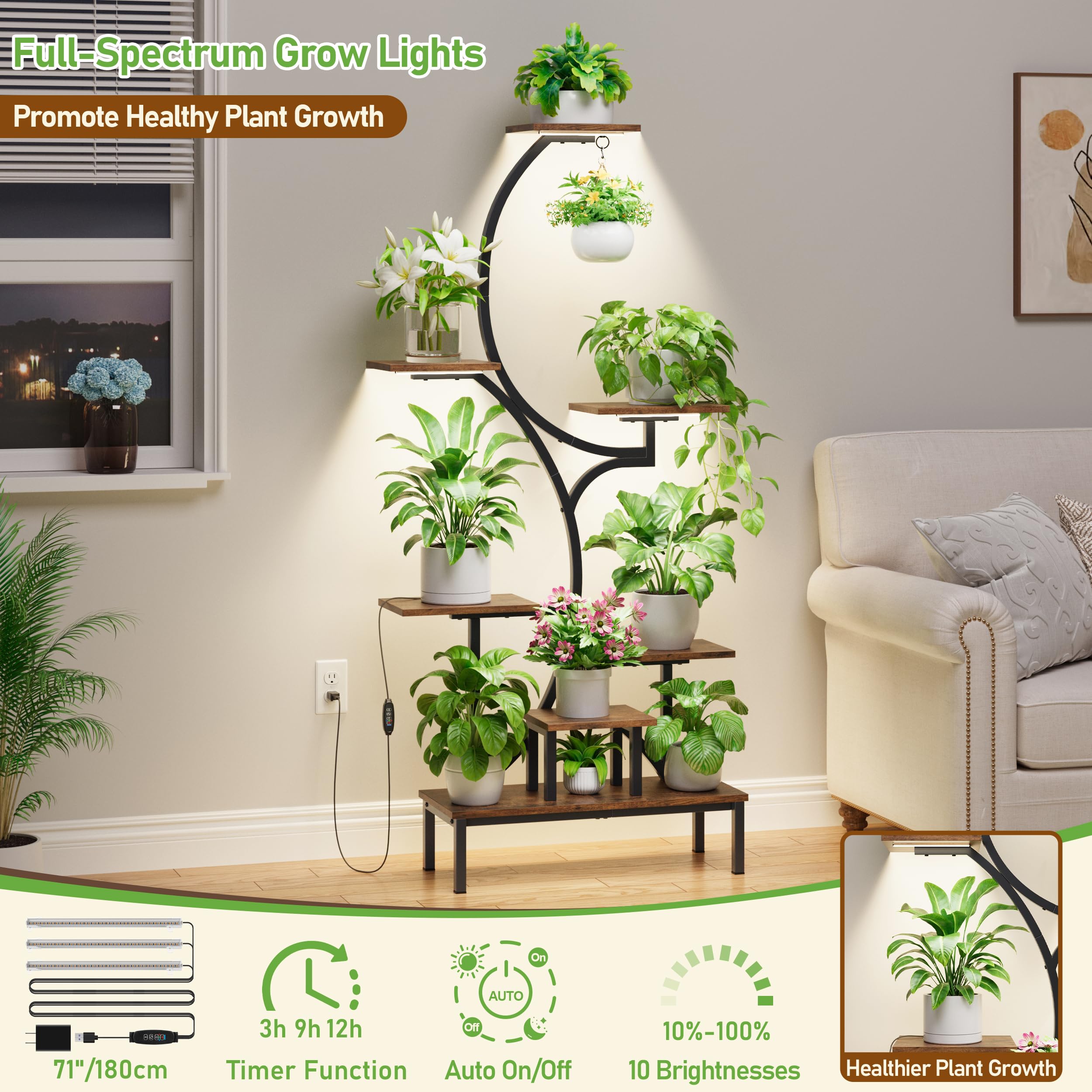 7-Tier Plant Stand with Grow Lights