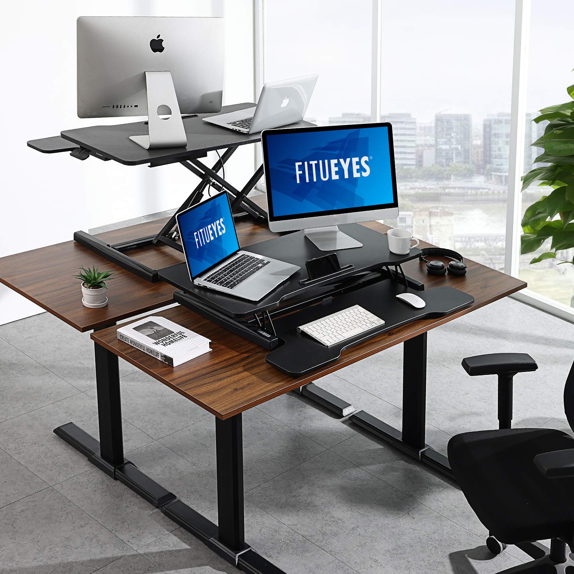Height Adjustable Standing Desk Converter – Dual Monitor