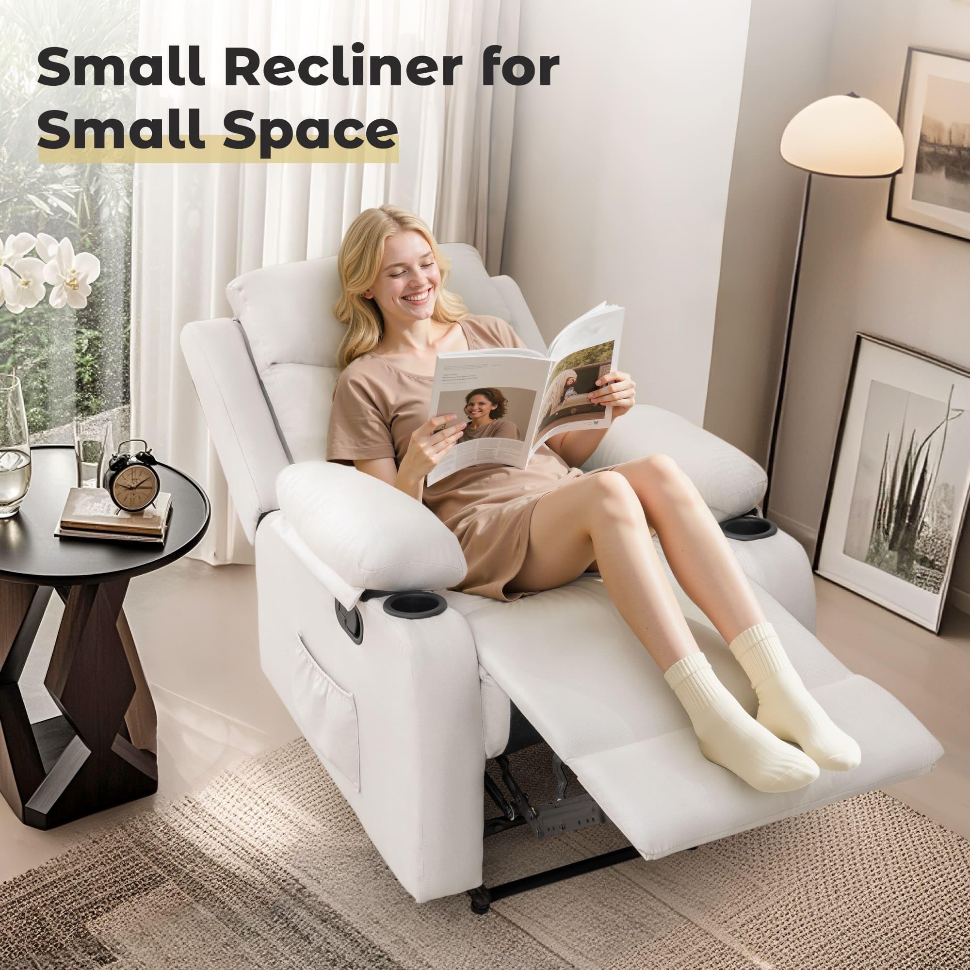 Small Space Recliner Chair with Adjustable Backrest
